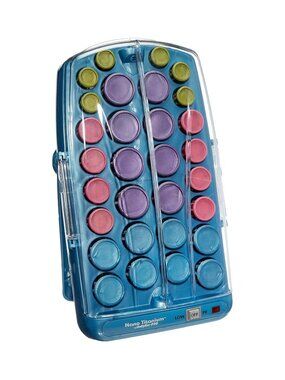 Nano Titanium 20-Roller Heated Hair Set - Blue with Pink, Purple, Green Accents